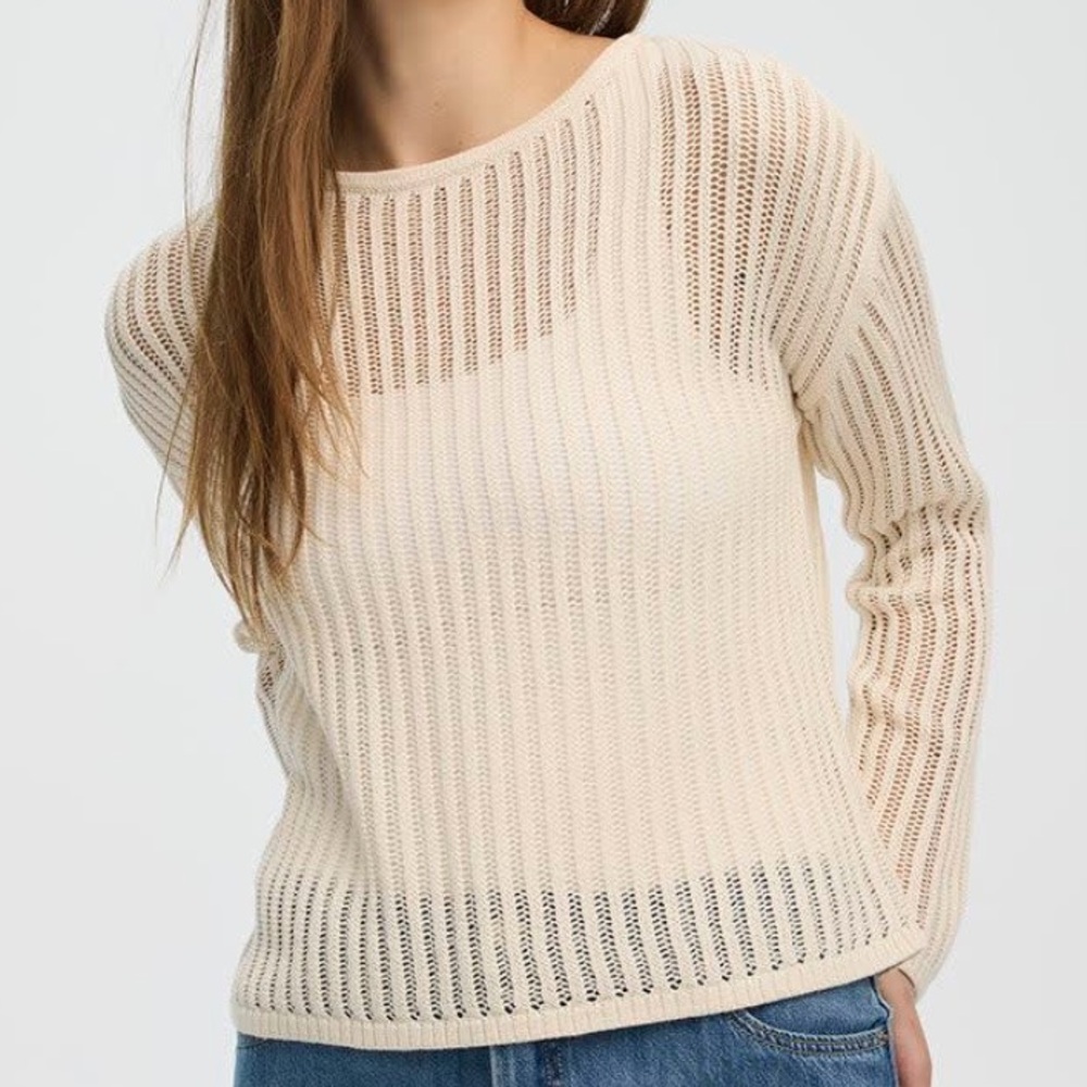 Reitmans long sleeve boat neck open stitch‎ pullover